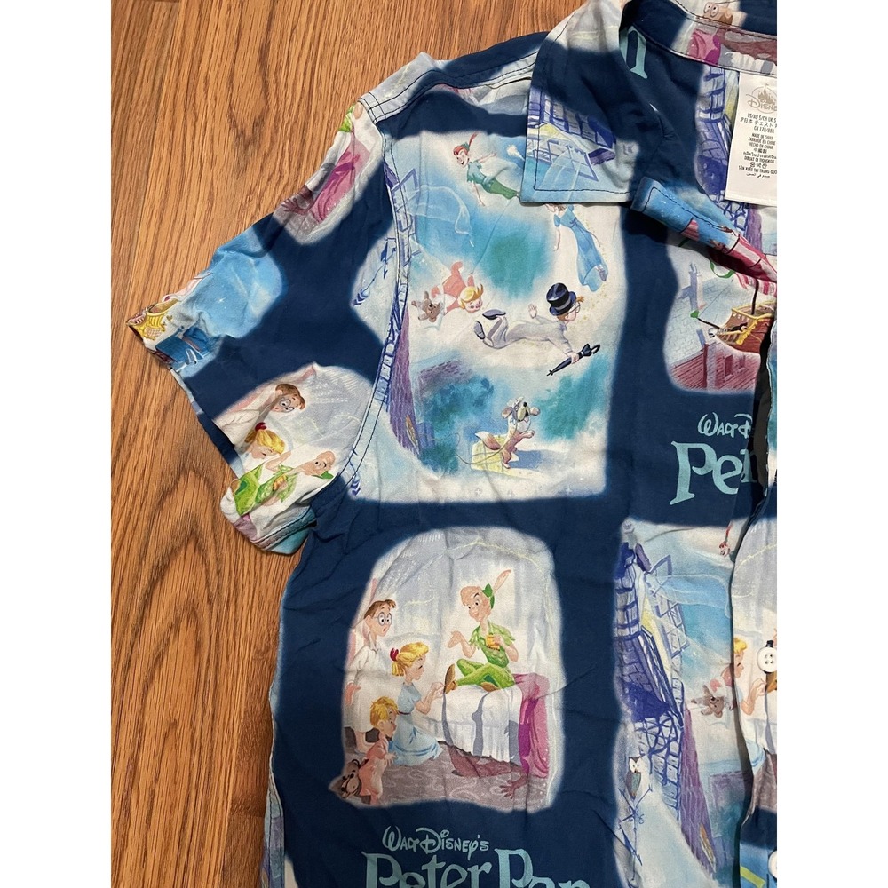 Disney Peter Pan Shirt Mens Small Graphic Print Short Sleeve Button Up - Picture 7 of 9